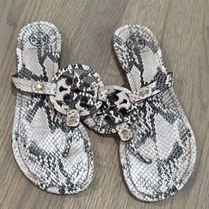 Tory Burch Miller snake-embossed leather sandals Size 8.5